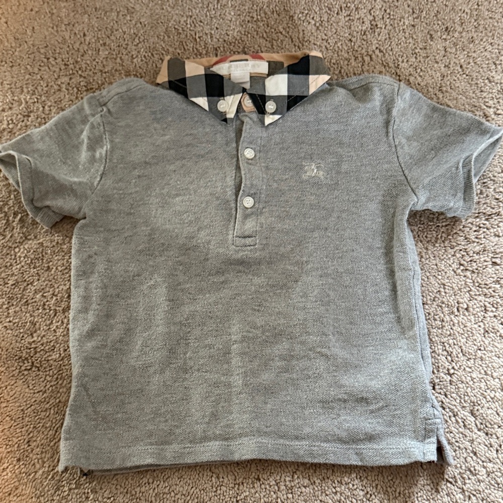 Burberry Gray Polo with Checkered Collar